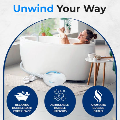 Portable Bubble Bath Mat Body Spa Massager - Waterproof Non-Slip Bubble Bath Mat With Suction Cup Bottom Motorized Air Pump And Adjustable Bubble Settings - PHSPAMT22