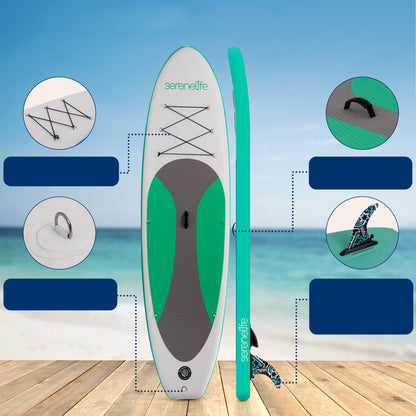 Inflatable Paddle Board - Stable Non-Slip Deck PVC 10 Teal