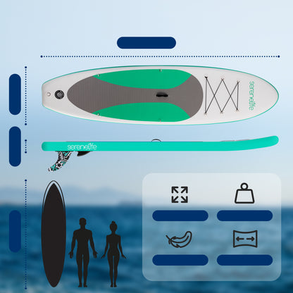 Inflatable Paddle Board - Stable Non-Slip Deck PVC 10 Teal