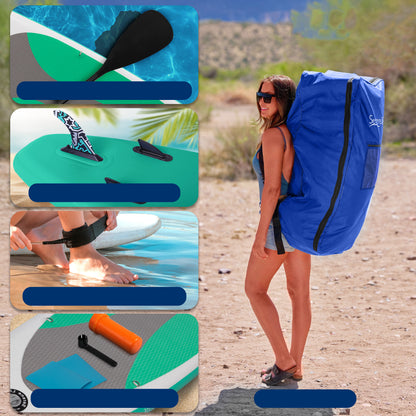 Inflatable Paddle Board - Stable Non-Slip Deck PVC 10 Teal