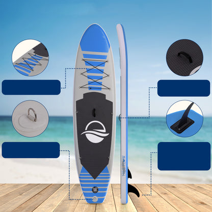 Inflatable Paddle Board - Stable Non-Slip Deck 106 PVC Blue