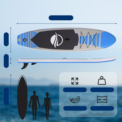 Inflatable Paddle Board - Stable Non-Slip Deck 106 PVC Blue