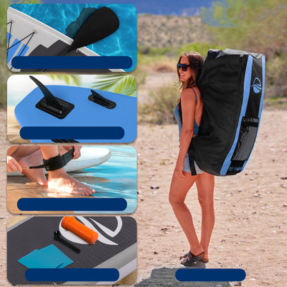 Inflatable Paddle Board - Stable Non-Slip Deck 106 PVC Blue