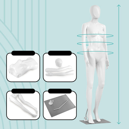 Female Mannequin Dress Form - Realistic Adjustable Durable Metal Base - SLMAQFE