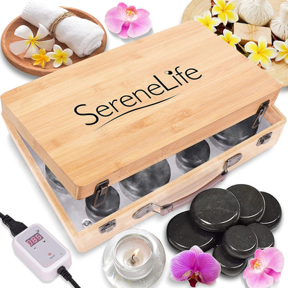 Hot Stone Massage Kit - Portable Heated Rock Massaging Therapy System