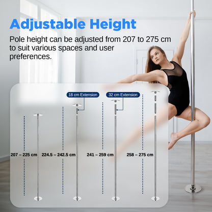 Professional Spinning Dancing Pole - Portable & Removable Fitness Pole Great For Training & Exercise