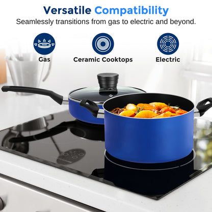 15-Pc Cookware Set - Even Heat Non-Stick Coating - Blue - SLCW15BLU