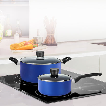 20-Piece Cookware Set Even Heat Nonstick Coating Blue
