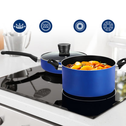 20-Piece Cookware Set Even Heat Nonstick Coating Blue