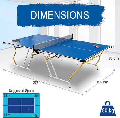 4 Pcs. Foldable Table Tennis Table With Single Player Playback Mode For Game Play And Solo Play (Blue)