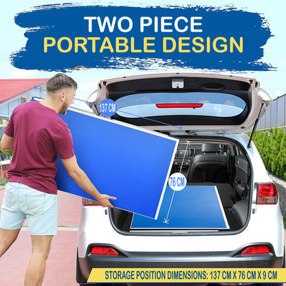 4 Pcs. Foldable Table Tennis Table With Single Player Playback Mode For Game Play And Solo Play (Blue)
