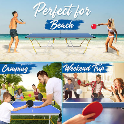 4 Pcs. Foldable Table Tennis Table With Single Player Playback Mode For Game Play And Solo Play (Blue)
