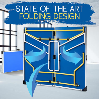 4 Pcs. Foldable Table Tennis Table With Single Player Playback Mode For Game Play And Solo Play (Blue)