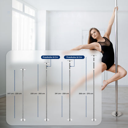 Professional Spinning Dancing Pole - Portable & Removable Fitness Pole Great For Training & Exercise With Yoga Socks And Party Lights
