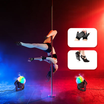Professional Spinning Dancing Pole - Portable & Removable Fitness Pole Great For Training & Exercise With Yoga Socks And Party Lights
