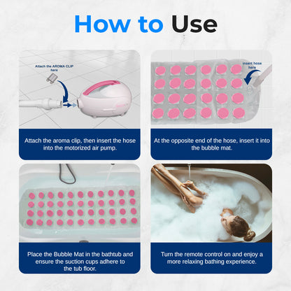 Bubble Bath Mat Spa Massager - Relaxing Bubbles Waterproof Pink - SLBBMP200
