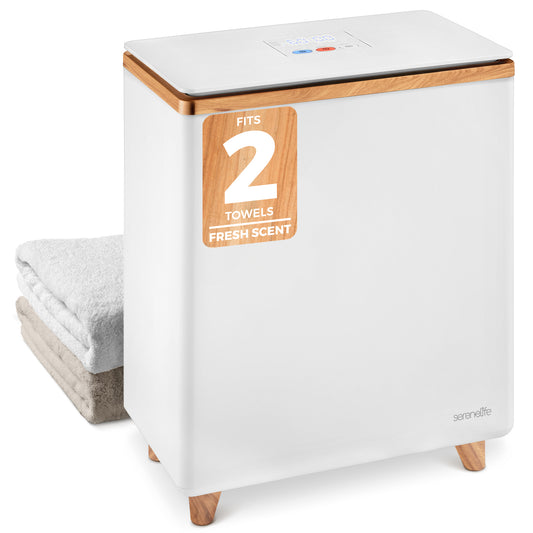 Rectangular Towel Warmer Bucket - Large Capacity Single Touch Towel & Blanket Warmer (Natural Wood)