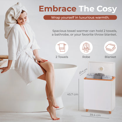 Rectangular Towel Warmer Bucket - Large Capacity Single Touch Towel & Blanket Warmer (Natural Wood)