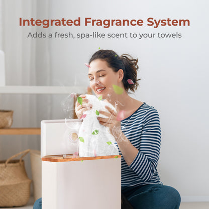 Rectangular Towel Warmer Bucket - Large Capacity Single Touch Towel & Blanket Warmer (Natural Wood)