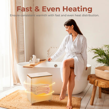 Rectangular Towel Warmer Bucket - Large Capacity Single Touch Towel & Blanket Warmer (Natural Wood)