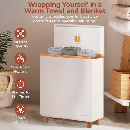 Rectangular Towel Warmer Bucket - Large Capacity Single Touch Towel & Blanket Warmer (Natural Wood)