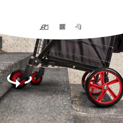 Folding Shopping Cart 70lb Capacity Rustproof Steel Red