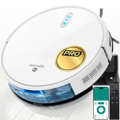 Smart Vacuum Cleaner - Automatic Robot Cleaning Vacuum With 2-In1 Water Tank App Control Fan Motor 2000Pa And 4 Cleaning Modes Ideal For Hard Floor Pet Hair Low-Pile Carpet (White) - PUCRVACX200WT