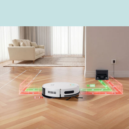 Smart Vacuum Cleaner - Automatic Robot Cleaning Vacuum With 2-In1 Water Tank App Control Fan Motor 2000Pa And 4 Cleaning Modes Ideal For Hard Floor Pet Hair Low-Pile Carpet (White) - PUCRVACX200WT