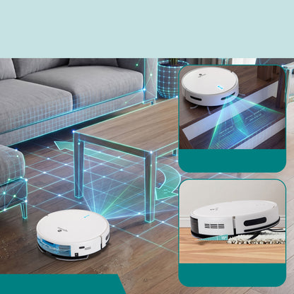 Smart Vacuum Cleaner - Automatic Robot Cleaning Vacuum With 2-In1 Water Tank App Control Fan Motor 2000Pa And 4 Cleaning Modes Ideal For Hard Floor Pet Hair Low-Pile Carpet (White) - PUCRVACX200WT