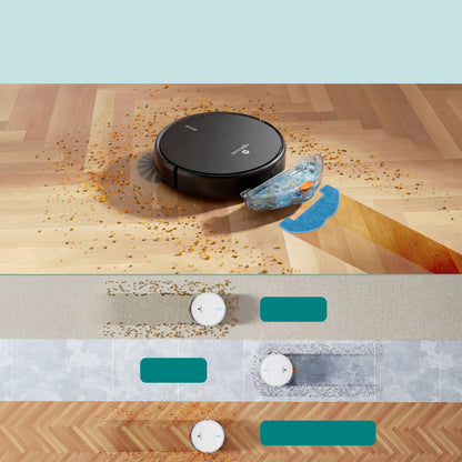 Smart Vacuum Cleaner - Automatic Robot Cleaning Vacuum With App Control 700Pa Suction And 3 Cleaning Modes Ideal For Hard Floor Pet Hair Low-Pile Carpet (Black)