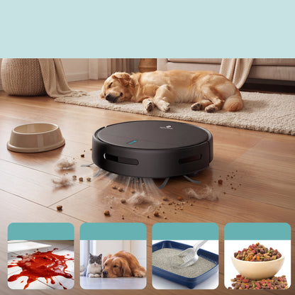 Smart Vacuum Cleaner - Automatic Robot Cleaning Vacuum With App Control 700Pa Suction And 3 Cleaning Modes Ideal For Hard Floor Pet Hair Low-Pile Carpet (Black)