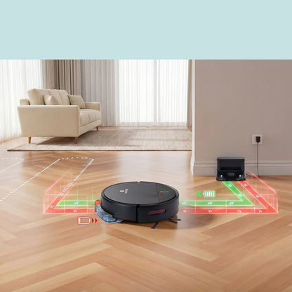 Smart Vacuum Cleaner - Automatic Robot Cleaning Vacuum With App Control 700Pa Suction And 3 Cleaning Modes Ideal For Hard Floor Pet Hair Low-Pile Carpet (Black)