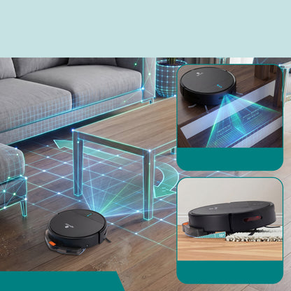 Smart Vacuum Cleaner - Automatic Robot Cleaning Vacuum With App Control 700Pa Suction And 3 Cleaning Modes Ideal For Hard Floor Pet Hair Low-Pile Carpet (Black)