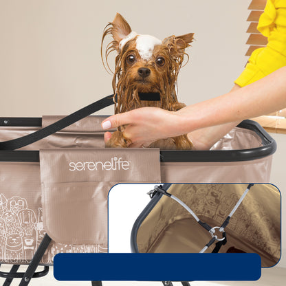Foldable Dog Bath Tub 360° Access Marine Grade PVC Beige