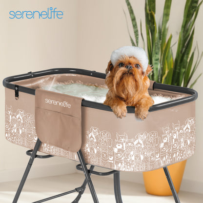 Foldable Dog Bath Tub 360° Access Marine Grade PVC Beige