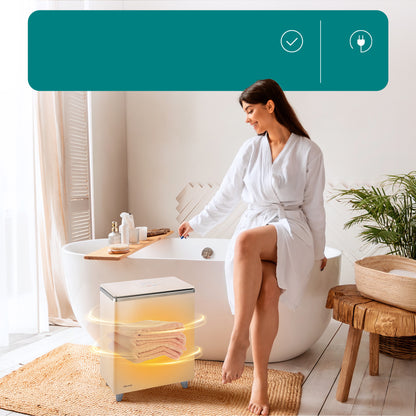 Rectangular Towel Warmer Bucket - Large Capacity Single Touch Towel & Blanket Warmer With Built-In Wifi Capability (Silver)