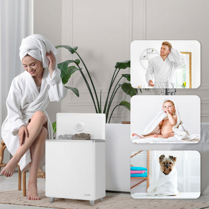 Rectangular Towel Warmer Bucket - Large Capacity Single Touch Towel & Blanket Warmer With Built-In Wifi Capability (Silver)