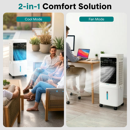 Serenelife Air Cooler – 1700 Cfm Airflow With 25L Detachable Water Tank Evaporative Cooling Unit With Wi-Fi Function Led Indicator Light And Ice Pack Cooling For Enhanced Cooling (White And Gray) - SLACL25WHGY