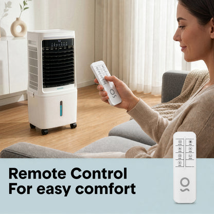 Serenelife Air Cooler – 1700 Cfm Airflow With 25L Detachable Water Tank Evaporative Cooling Unit With Wi-Fi Function Led Indicator Light And Ice Pack Cooling For Enhanced Cooling (White And Gray) - SLACL25WHGY