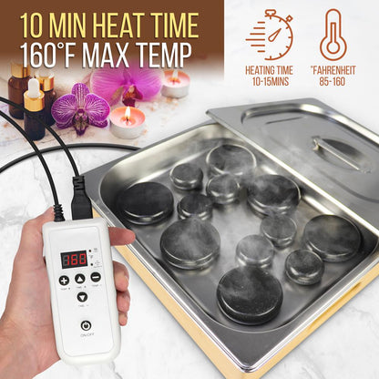 Portable Hot Stone Massager Kit Waterless Heating Basalt Stones