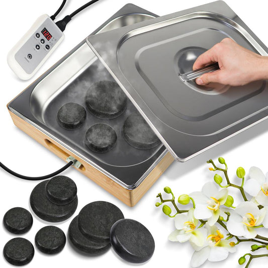 Portable Hot Stone Massager Kit Waterless Heating Basalt Stones