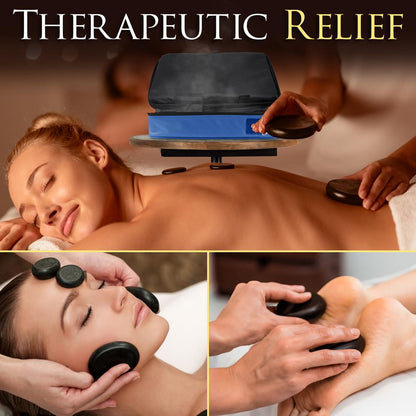Portable Massage Stone Warmer - Relieve Tension Basalt Stones Blue