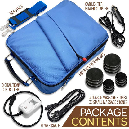 Portable Massage Stone Warmer - Relieve Tension Basalt Stones Blue