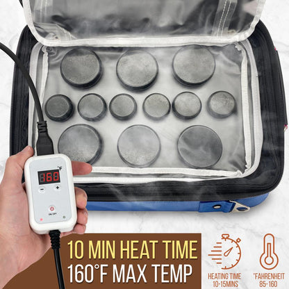 Portable Massage Stone Warmer - Relieve Tension Basalt Stones Blue