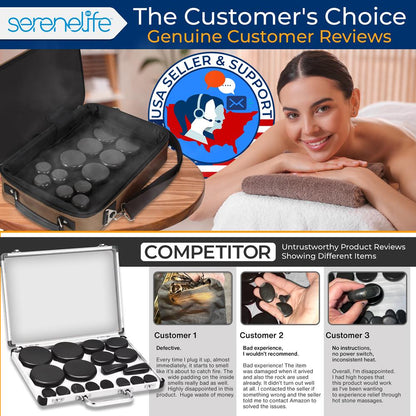 Hot Stone Massage Kit - Portable Heated Rock Therapy System With Digital Temperature Controller Includes (12) Massaging Stones