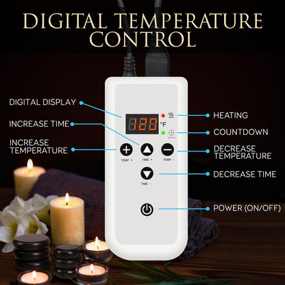 Hot Stone Massage Kit - Portable Basalt Stones with Heater 12 Rocks