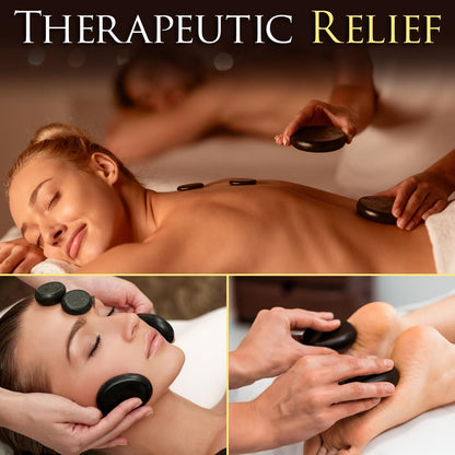Hot Stone Massage Kit - Portable Basalt Stones with Heater 12 Rocks
