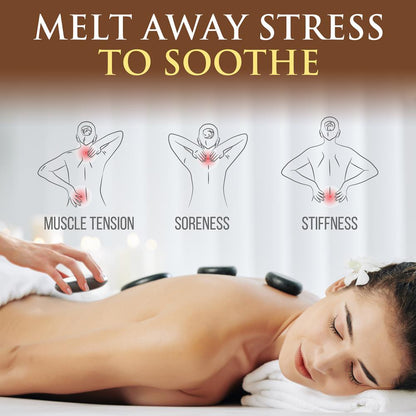 Hot Stone Massage Kit - Portable Basalt Stones with Heater 12 Rocks