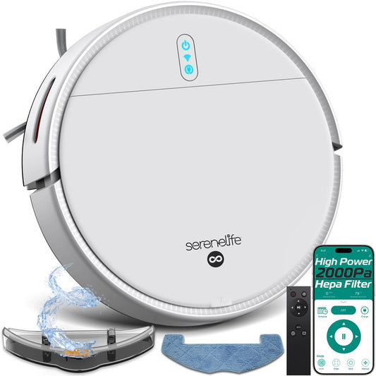 Smart Vacuum Cleaner - Automatic Robot Cleaning Vacuum With App Control 700Pa Suction And 3 Cleaning Modes Ideal For Hard Floor Pet Hair Low-Pile Carpet (White)