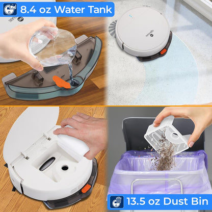 Smart Vacuum Cleaner - Automatic Robot Cleaning Vacuum With App Control 700Pa Suction And 3 Cleaning Modes Ideal For Hard Floor Pet Hair Low-Pile Carpet (White)
